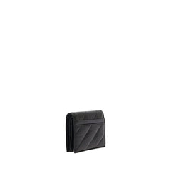 Women'S Crush Flap Coin And Card Holder Quilted In Black