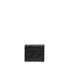 Women'S Crush Flap Coin And Card Holder Quilted In Black