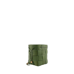 Small Crossbody Bucket In Olive Avocado & Gold