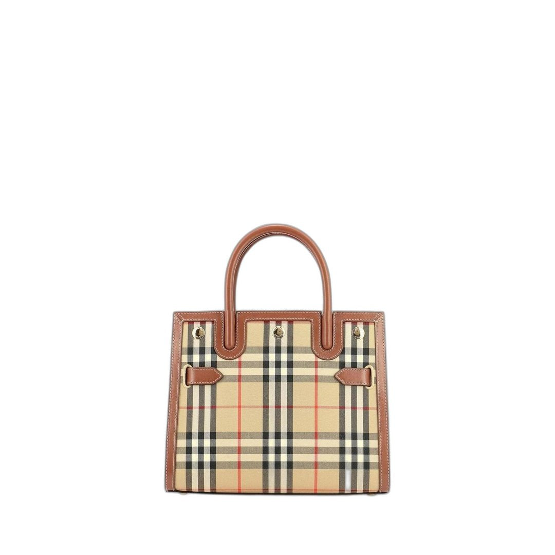 Mini Vintage Check Twohandle Title Bag In Archive Beige