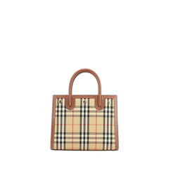 Mini Vintage Check Twohandle Title Bag In Archive Beige