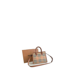 Mini Vintage Check Twohandle Title Bag In Archive Beige