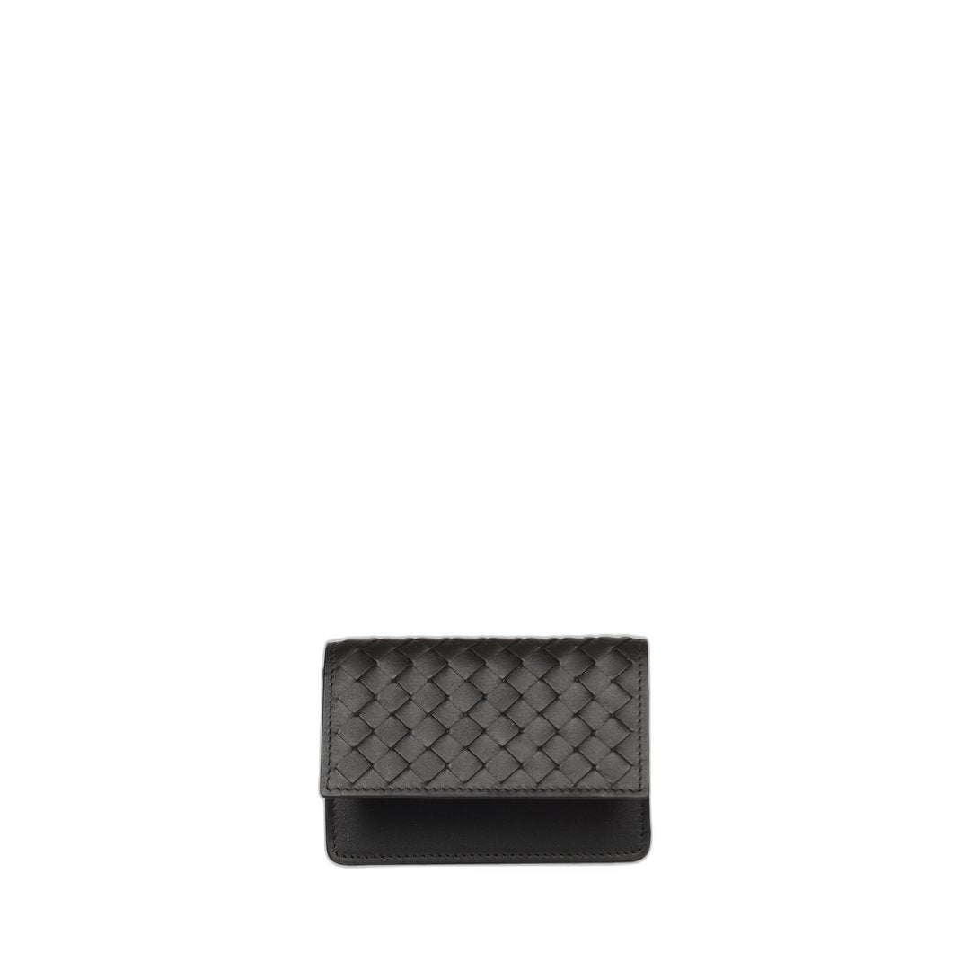 Men's Black Classic Braided Leather Card Holder