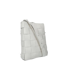 Small Intreccio Crossbody Bag In White & Silver