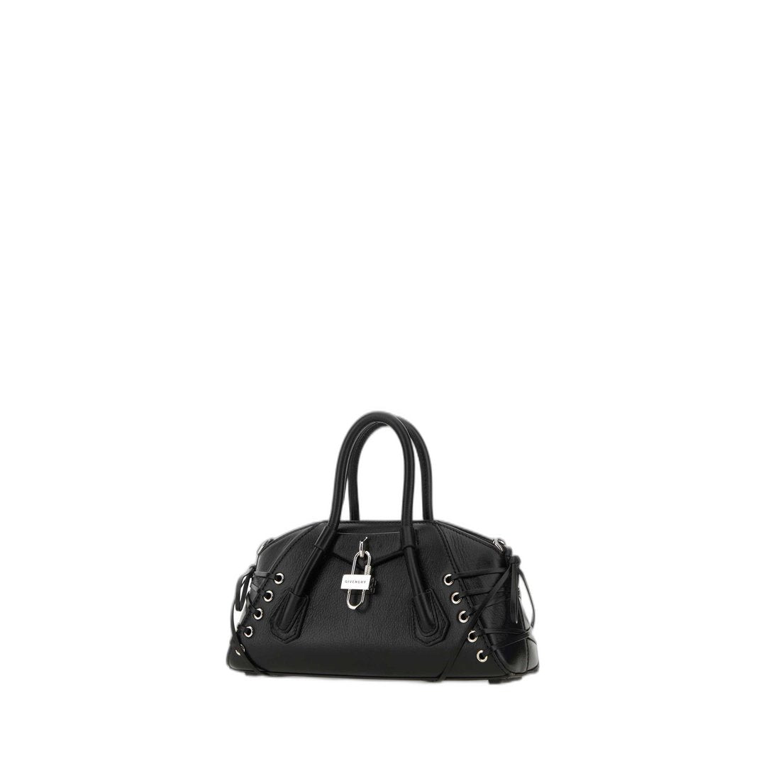 Black Leather Mini Antigona Stretch Handbag