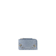 Voyou Zipped Card Holder In Denim Reversible