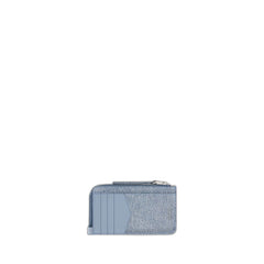 Voyou Zipped Card Holder In Denim Reversible