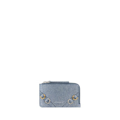 Voyou Zipped Card Holder In Denim Reversible