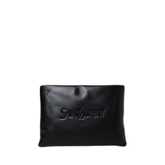 Large Padded Nappa Clutch Black