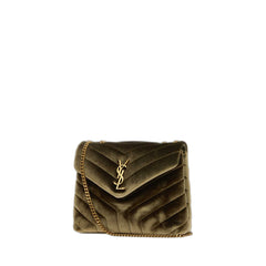 Olive Green Velvet Small Loulou Shoulder Bag