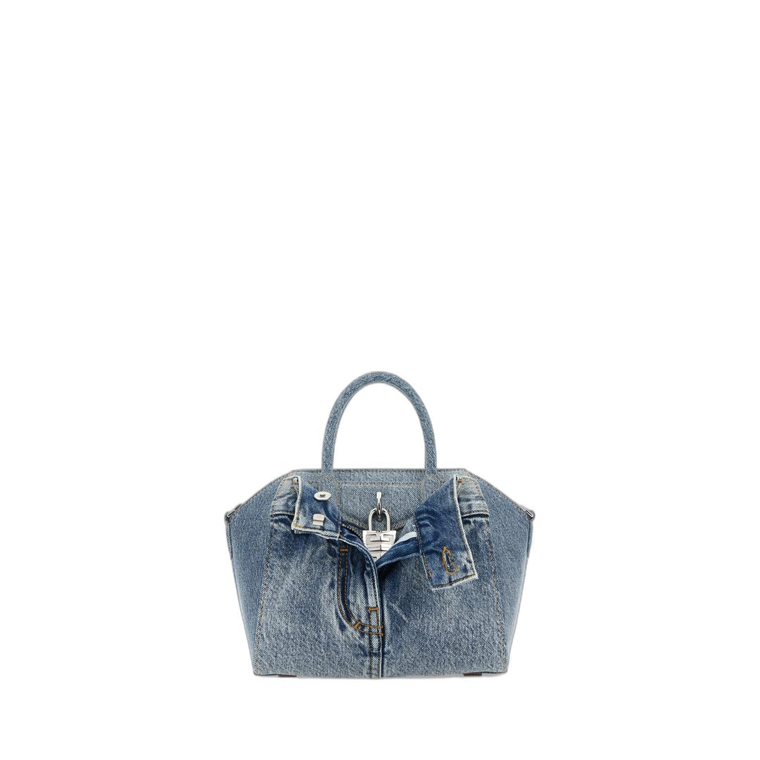 Mini Antigona Lock Boyfriend Bag In Blue Shopstyle