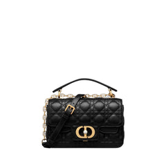 Small Dior Jolie Top Handle Bag in Black Cannage Calfskin