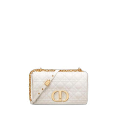 Medium Dior Caro Bag in Ivory Cannage Supple Calfskin and Lambskin