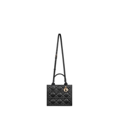 Small Dior Book Tote in Black Macrocannage Calfskin