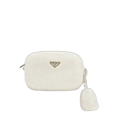 Prada Logo Plaque Shearling Zipped Shoulder Bag