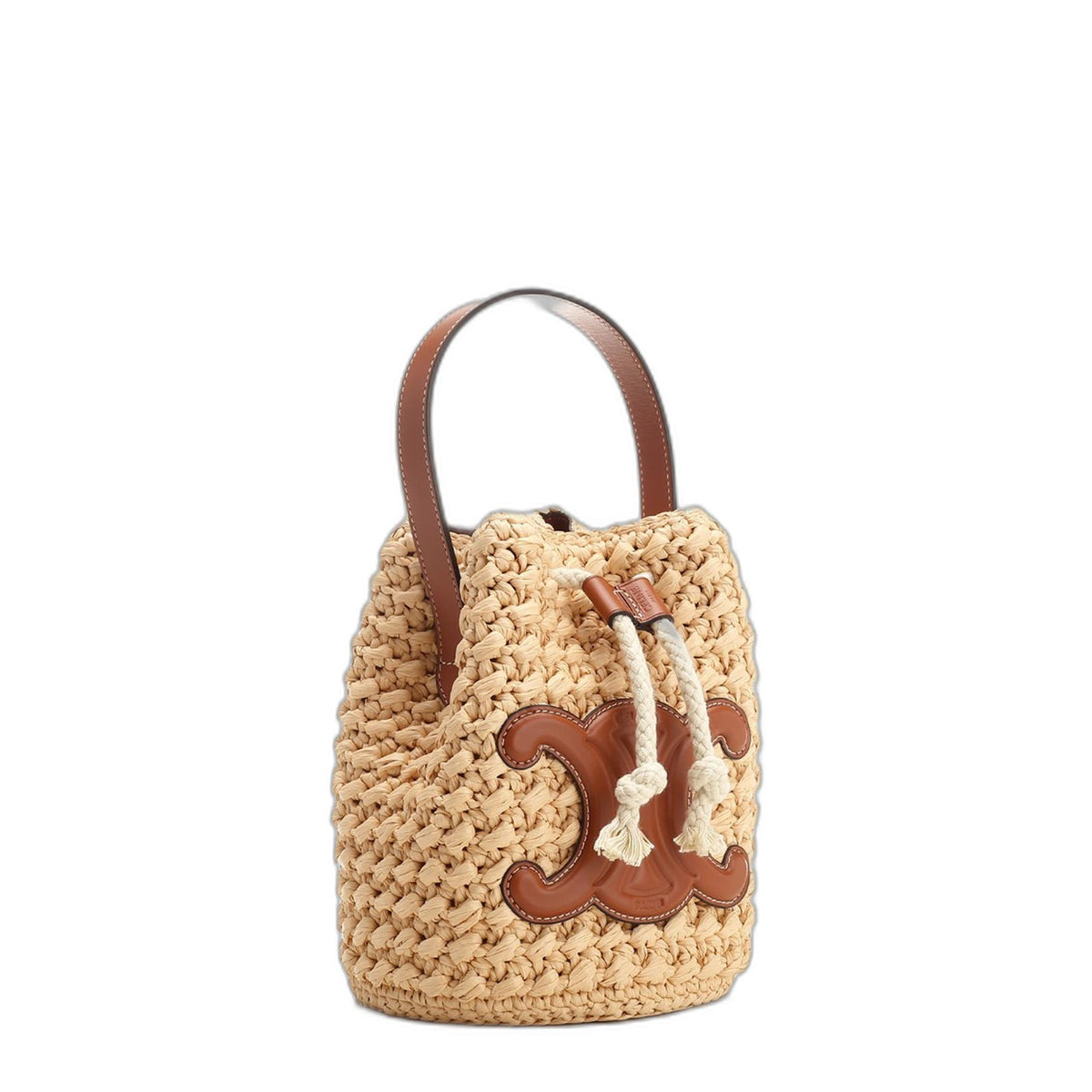 Teen Drawstring In Raffia And Calfskin