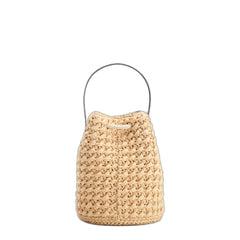 Teen Drawstring In Raffia And Calfskin