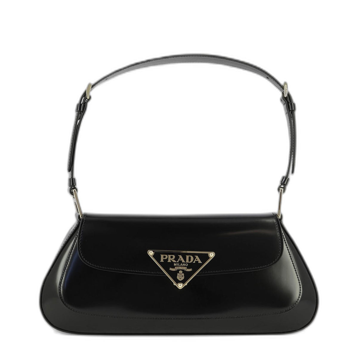 Prada Cleo Logo Plaque Shoulder Bag