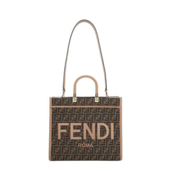 Sunshine Medium Tote Bag in Brown Ff Jacquard