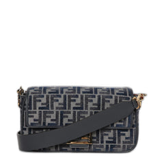 Dark blue FF chenille Baguette Shoulder Bag