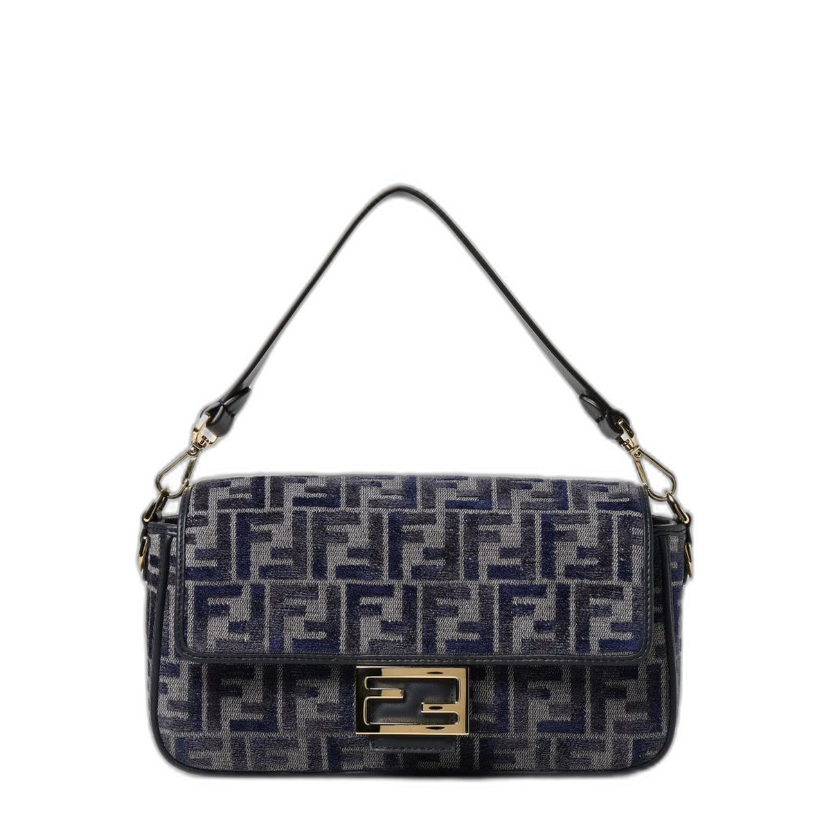 Dark blue FF chenille Baguette Shoulder Bag