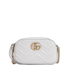 Gg Marmont Small Shoulder Bag in Light Grey Leather