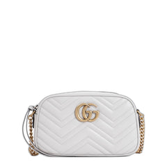 Gg Marmont Small Shoulder Bag in Light Grey Leather