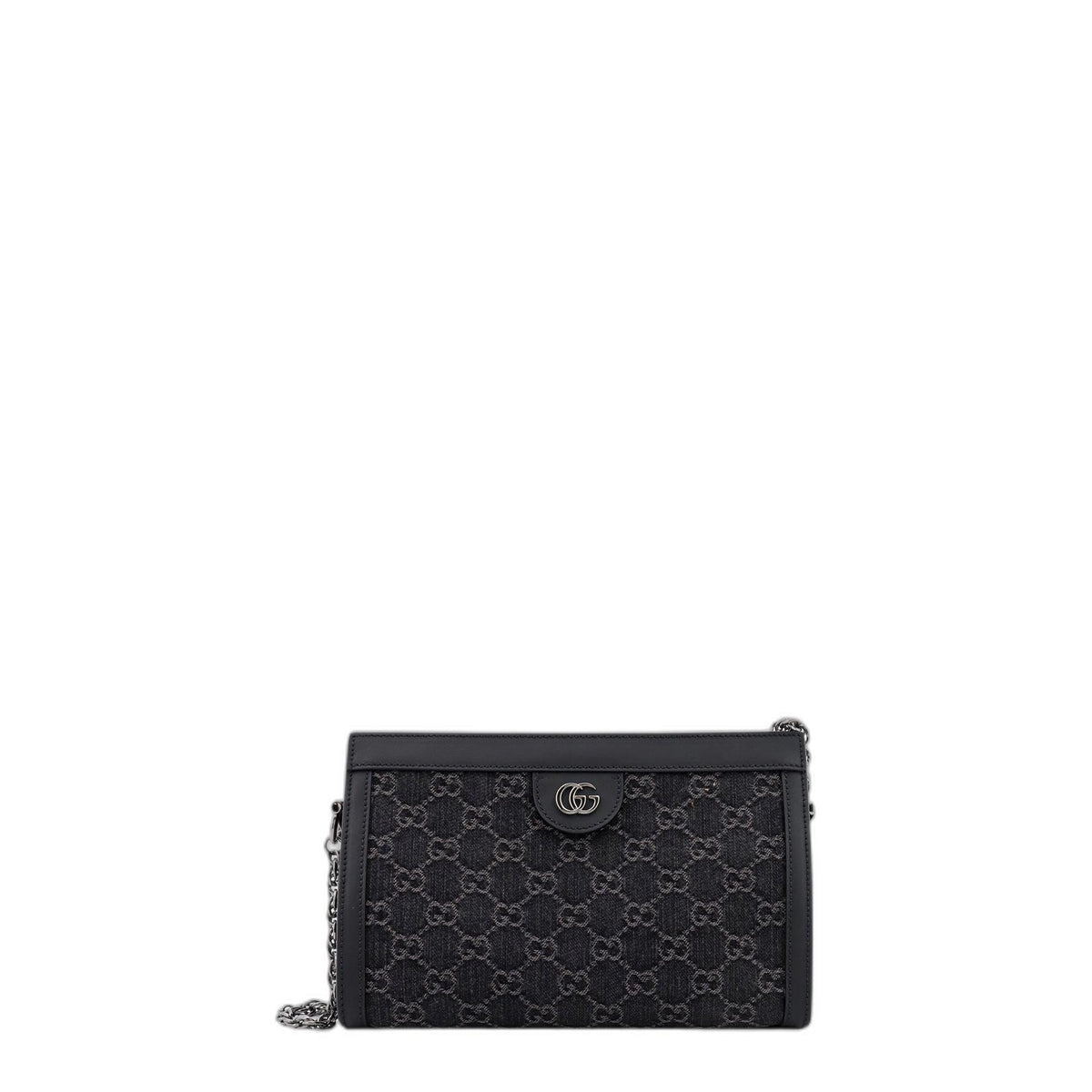 Ophidia GG Small Shoulder Bag in Black and Denim Grey