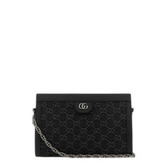 Ophidia GG Small Shoulder Bag in Black and Denim Grey