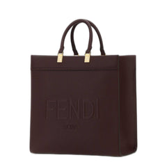 Sunshine Logo Embossed Medium Tote Bag in Burgundy