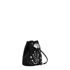 Stud-Embellished Drawstring Bucket Bag