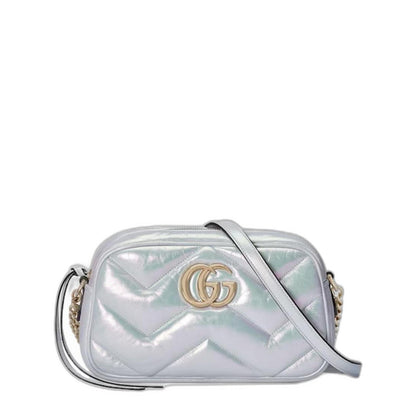 Gg Marmont Small Shoulder Bag in Blue Iridescent