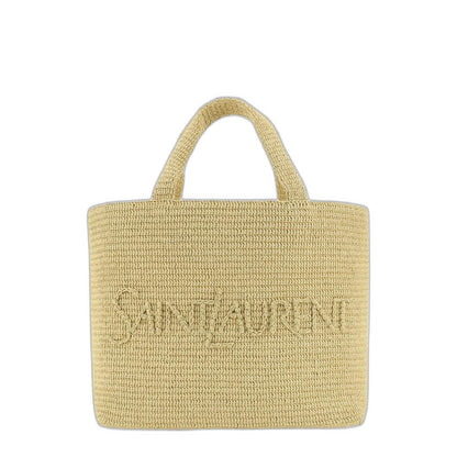 Large Logo Embroidered Raffia Tote Bag