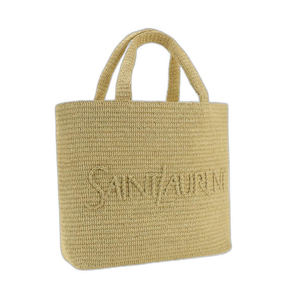 Large Logo Embroidered Raffia Tote Bag
