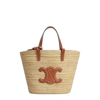 Teen Supple  Classic Panier In Raffia And Calfskin