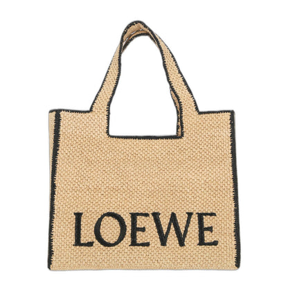 Large Font Tote In Beige Raffia