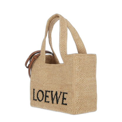 Medium Loewe Font Tote In Raffia