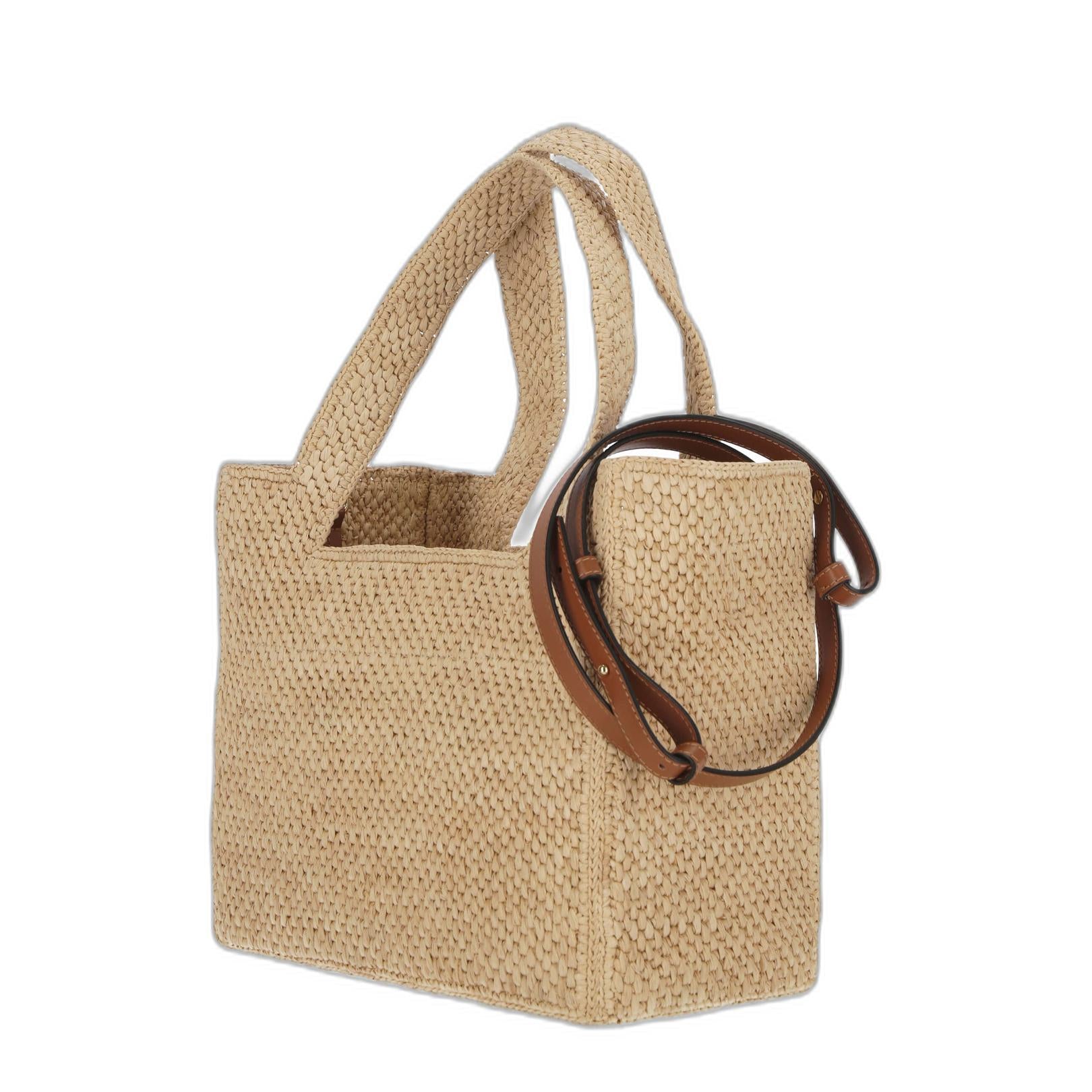 Medium Loewe Font Tote In Raffia