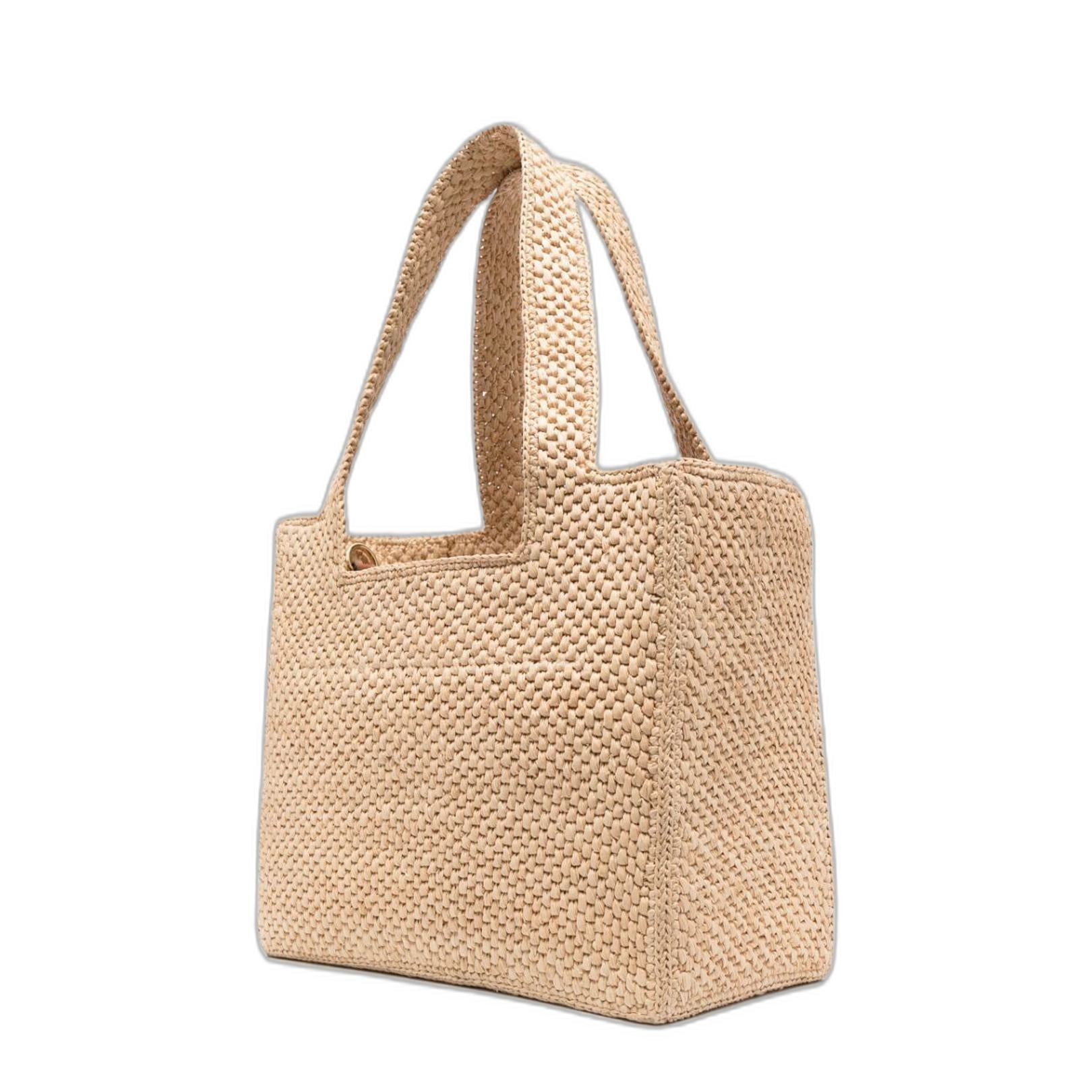 Medium Loewe Font Tote In Raffia