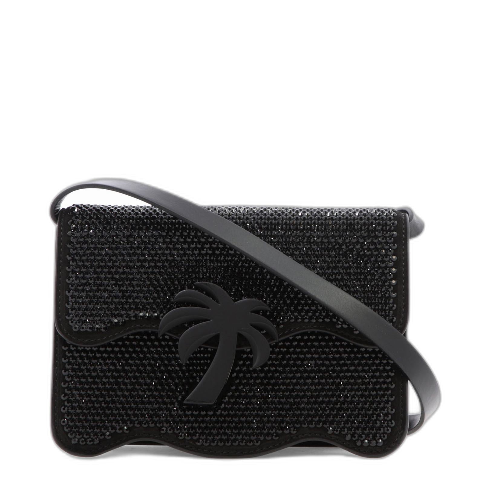 Palm Beach Calf Leather Shoulder Bag - Black
