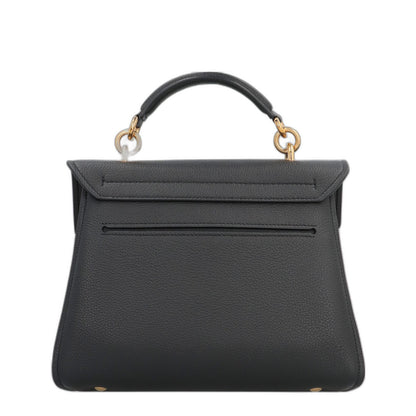 Gancini Pebbled Calfskin Top Handle Bag - Nero