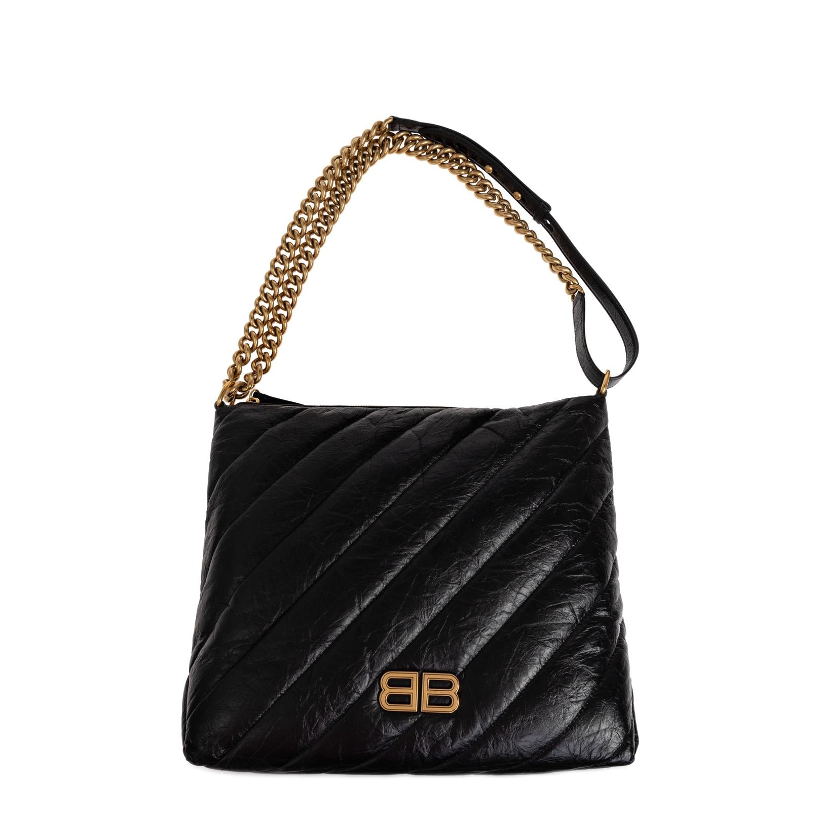 Crush Medium Hobo Bag Quilted In Black