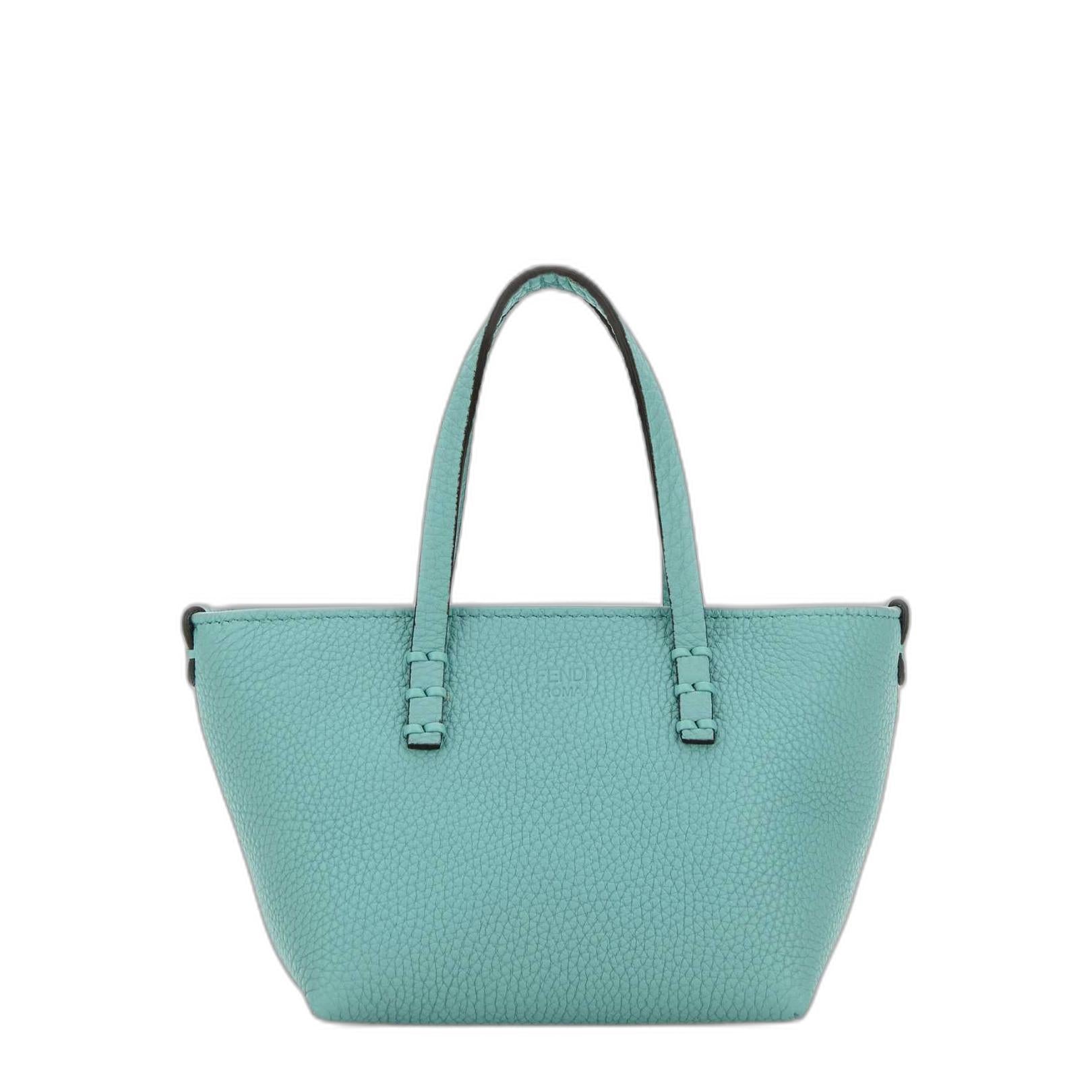 Light Blue Leather Mini Roll Handbag