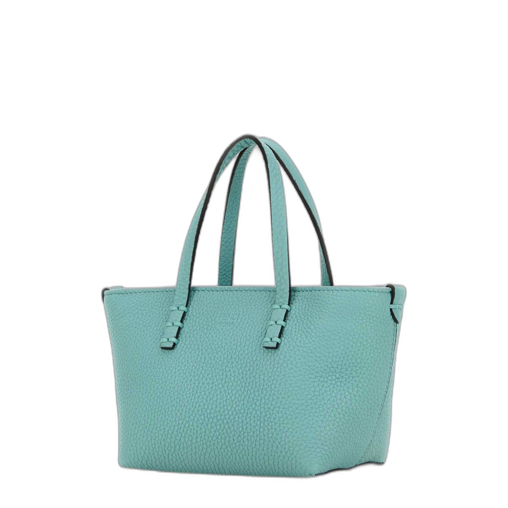 Light Blue Leather Mini Roll Handbag