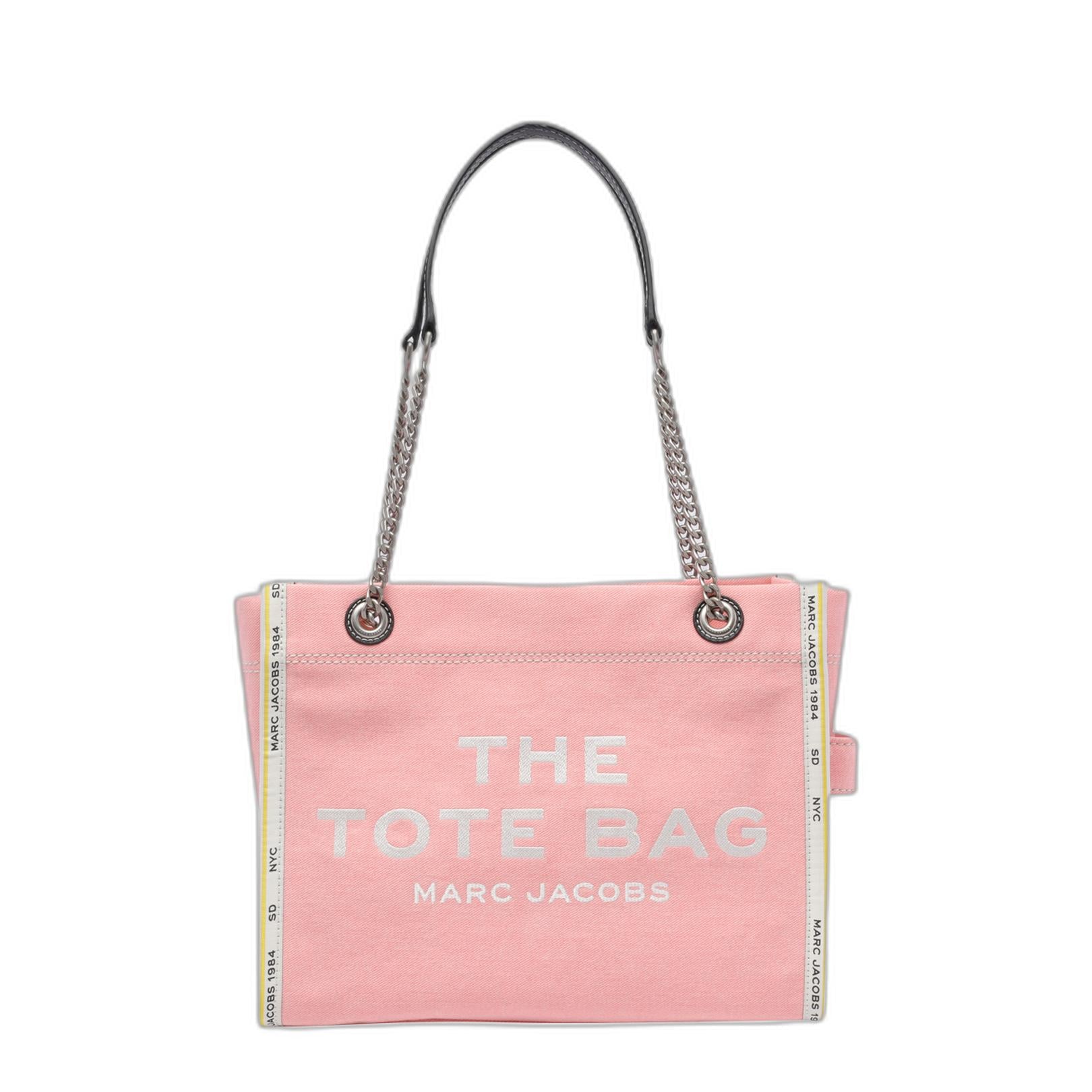 The Denim Chain Crossbody Tote Bag In Pink