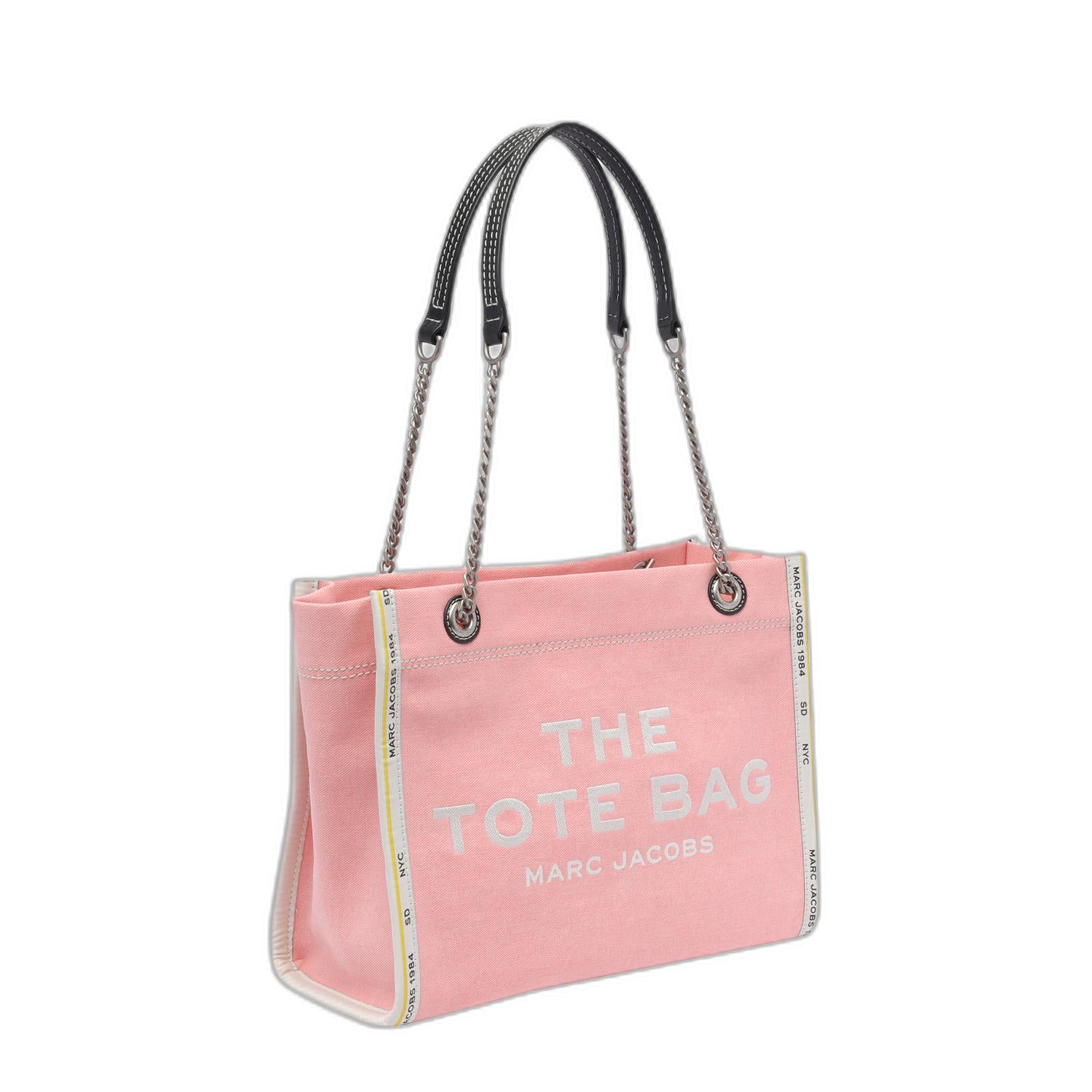 The Denim Chain Crossbody Tote Bag In Pink