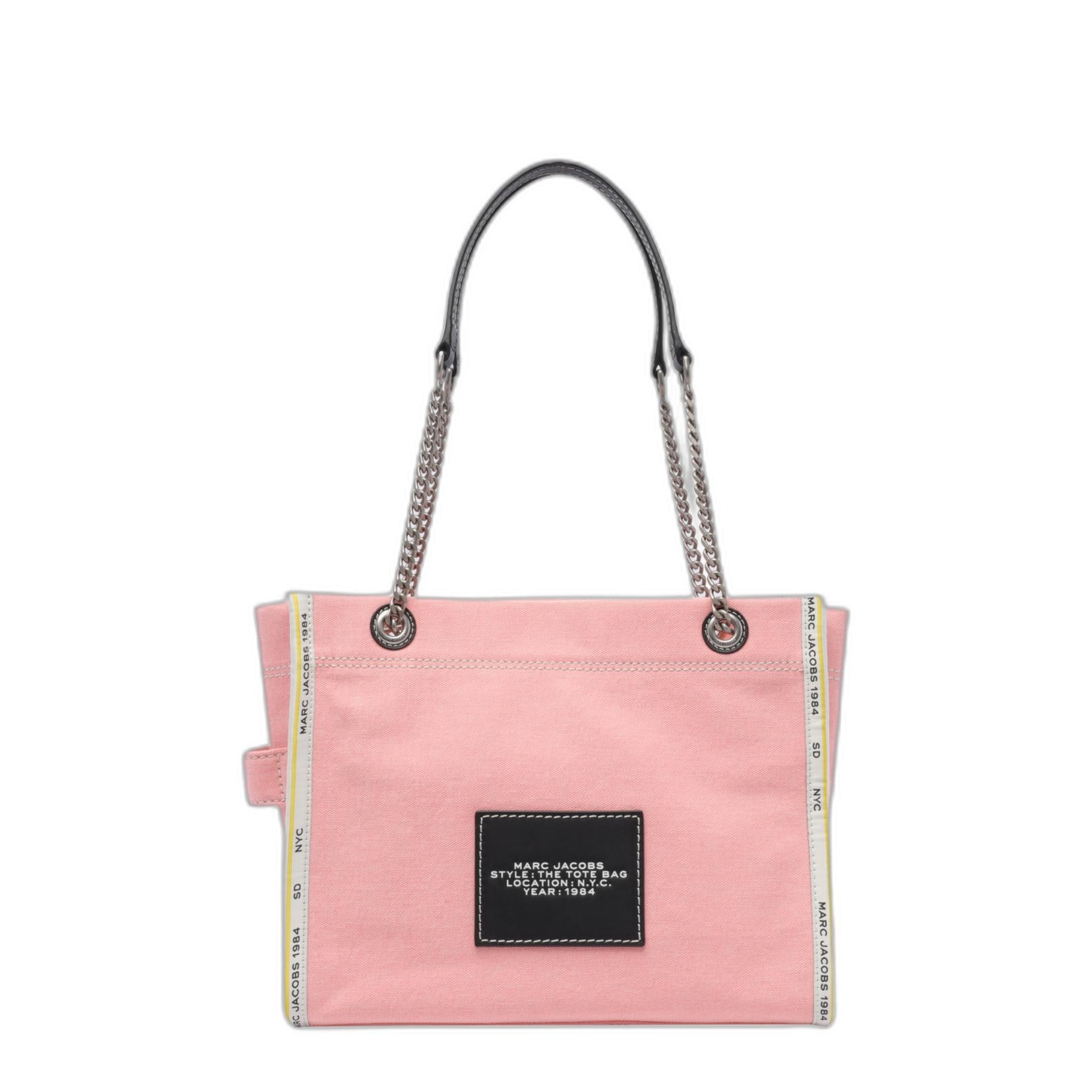 The Denim Chain Crossbody Tote Bag In Pink